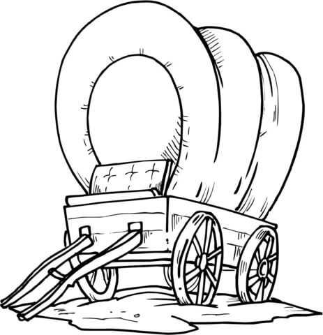 Wood Covered Wagon Coloring Page